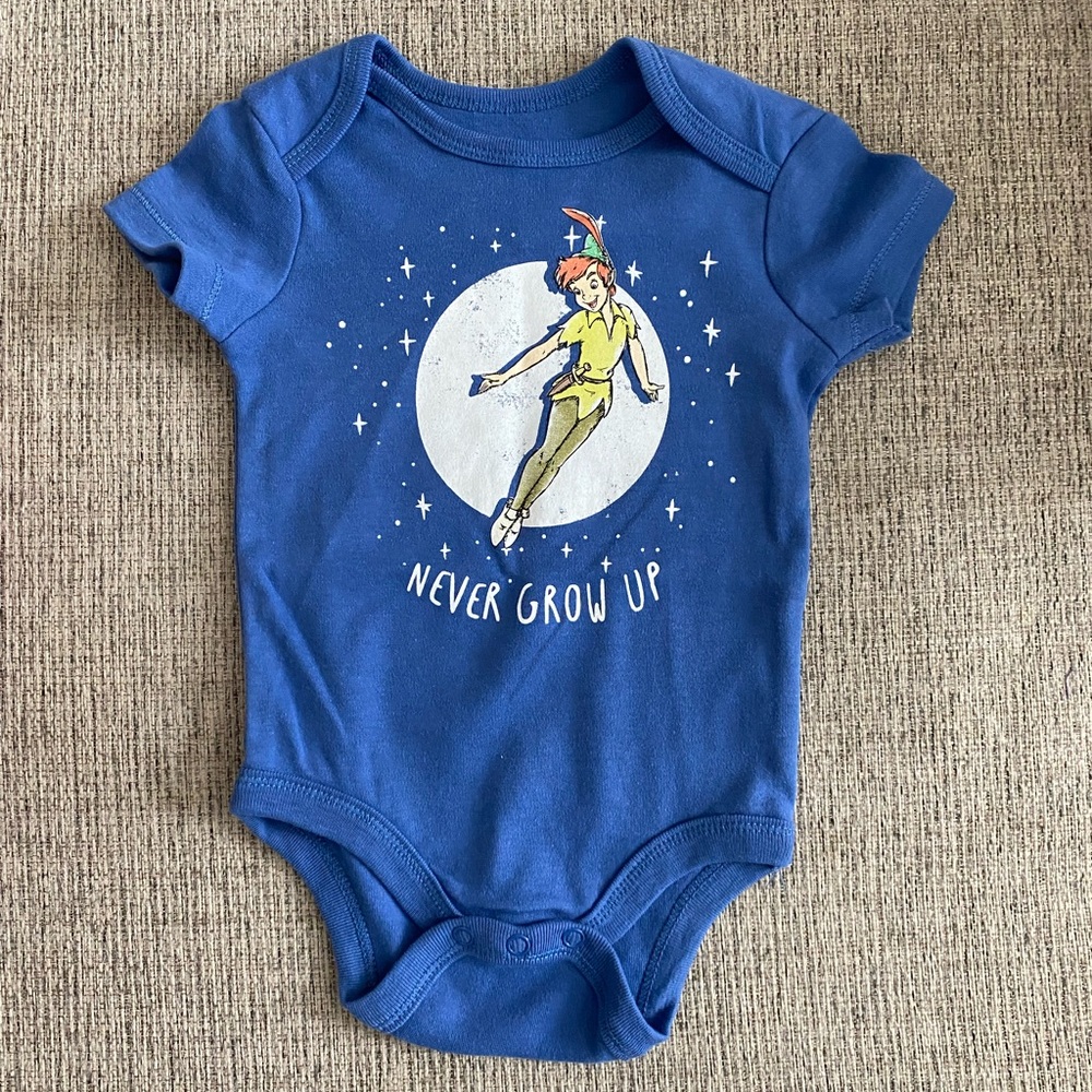 NWOT Disney Blue 'Never Grow Up' Kids One Piece